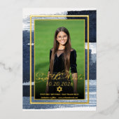 Abstrakt Blue Foto Bat Mitzvah Save the Date Real Folieneinladung (Vorderseite)
