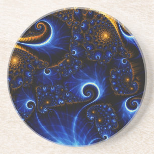 Abstrakt Blue Fraktal Sky Sandstone Untersetzer