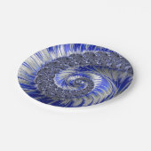 Abstrakt Blue Fraktal Spiral Paper Teller (Schrägansicht)