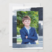 Abstrakt Blue Gilded Foto Bar Mitzvah Einladung (Rückseite)