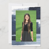 Abstrakt Blue Gilded Foto Bat Mitzvah Einladung (Rückseite)