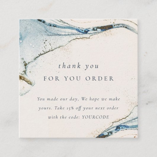 Abstrakt Blue Gold Beachy Vielen Dank für Ihre Bes Quadratische Visitenkarte (Vorderseite)