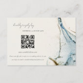 Abstrakt Blue Gold Beachy Wedding QR Code UAWG Begleitkarte (Vorderseite)