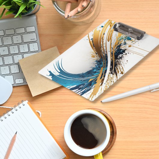 Abstrakt Blue & Gold Clipboard - Dynamisches Desig Klemmbrett