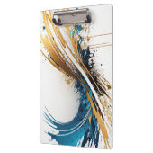 Abstrakt Blue & Gold Clipboard - Dynamisches Desig Klemmbrett (Links)