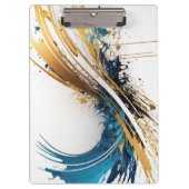 Abstrakt Blue & Gold Clipboard - Dynamisches Desig Klemmbrett (Vorderseite)