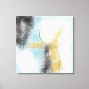 Abstrakt Blue Gold Imitate Wrapped Canvas Print Leinwanddruck