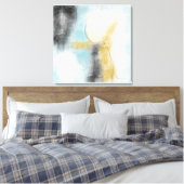 Abstrakt Blue Gold Imitate Wrapped Canvas Print Leinwanddruck (Insitu (Schlafzimmer))