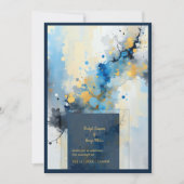 Abstrakt Blue & Gold Ink Spritzer Hochzeit (Vorderseite)
