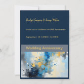 Abstrakt Blue & Gold Ink Spritzer Hochzeit (Vorderseite)