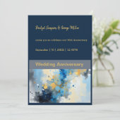 Abstrakt Blue & Gold Ink Spritzer Hochzeit (Stehend Vorderseite)