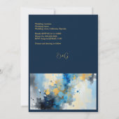 Abstrakt Blue & Gold Ink Spritzer Hochzeit (Rückseite)