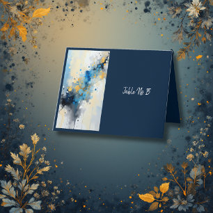 Abstrakt Blue & Gold Ink Spritzer Hochzeit Dankeskarte
