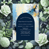 Abstrakt Blue & Gold Ink Spritzer Hochzeit Einladung