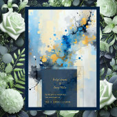 Abstrakt Blue & Gold Ink Spritzer Hochzeit Einladung