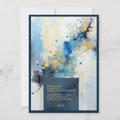 Abstrakt Blue & Gold Ink Spritzer Hochzeit Einladung (Rückseite)