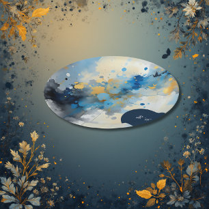Abstrakt Blue & Gold Ink Spritzer Hochzeit Pappteller