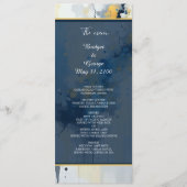 Abstrakt Blue & Gold Ink Spritzer Hochzeit Programm (Vorderseite)