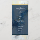 Abstrakt Blue & Gold Ink Spritzer Hochzeit Programm (Rückseite)