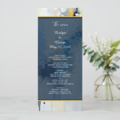 Abstrakt Blue & Gold Ink Spritzer Hochzeit Programm (Stehend Vorderseite)