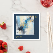 Abstrakt Blue & Gold Ink Spritzer Hochzeit Serviette (Beispiel)