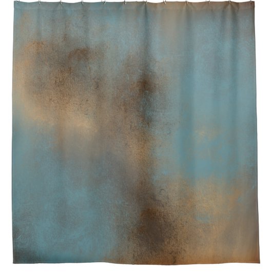 Abstrakt Blue Gold Moderne Kunst Duschvorhang (Vorderseite)