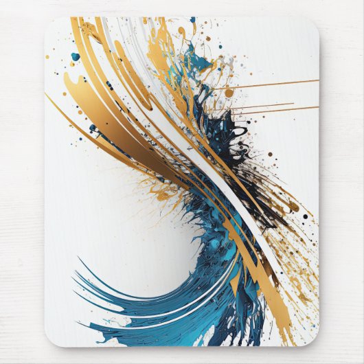 Abstrakt Blue & Gold Mouse Pad - Dynamisches Desig Mousepad (Vorne)