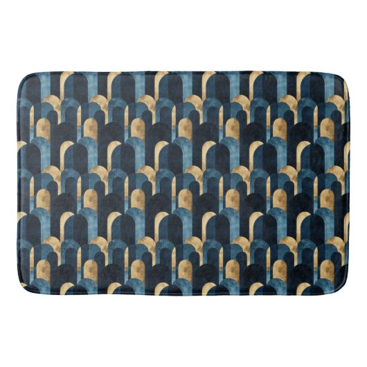Abstrakt Blue Gold Navy Badematte (Vorderseite)