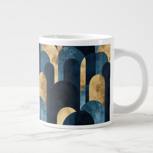 Abstrakt Blue Gold Navy Jumbo-Tasse (Rechts)