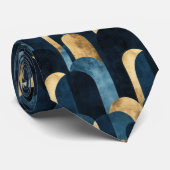 Abstrakt Blue Gold Navy Krawatte (Gerollt)