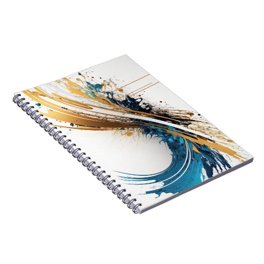 Abstrakt Blue & Gold Spiral Notebook - Dynamic Des Notizblock (Rechte Seite)