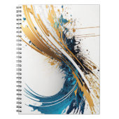 Abstrakt Blue & Gold Spiral Notebook - Dynamic Des Notizblock (Vorderseite)
