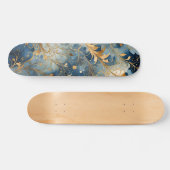 Abstrakt Blue Golden Skateboard (Horizontal)