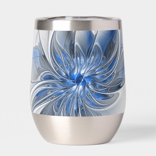 Abstrakt Blue Gray Fraktal Art Blume (Rückseite)