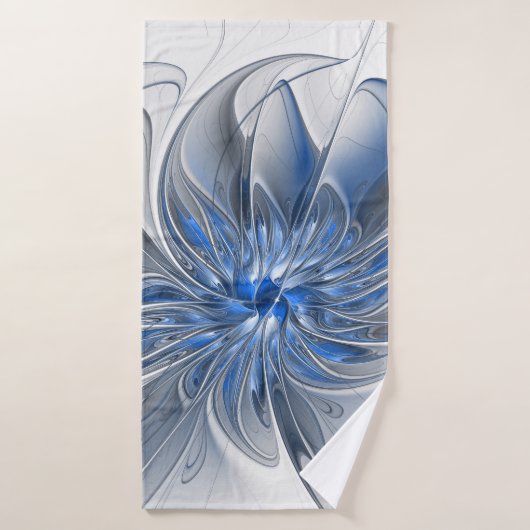 Abstrakt Blue Gray Fraktal Art Blume Badehandtuch (Badehandtuch)