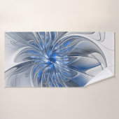 Abstrakt Blue Gray Fraktal Art Blume Badehandtuch (Badehandtuch)