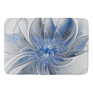 Abstrakt Blue Gray Fraktal Art Blume Badematte