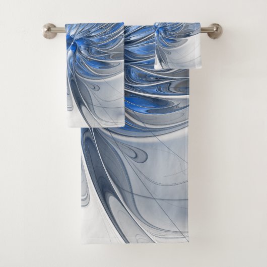 Abstrakt Blue Gray Fraktal Art Blume Badhandtuch Set (Insitu)