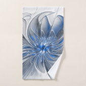 Abstrakt Blue Gray Fraktal Art Blume Badhandtuch Set (Handtuch)