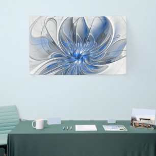 Abstrakt Blue Gray Fraktal Art Blume Banner