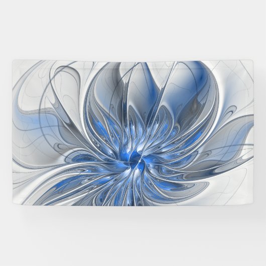Abstrakt Blue Gray Fraktal Art Blume Banner (Horizontal)
