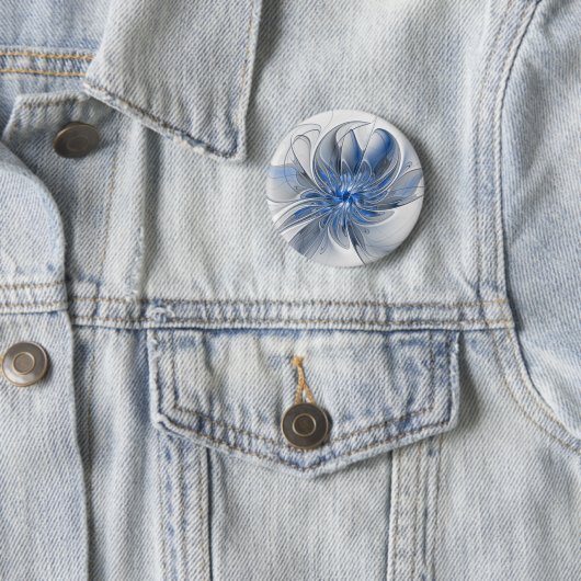Abstrakt Blue Gray Fraktal Art Blume Button (Beispiel)