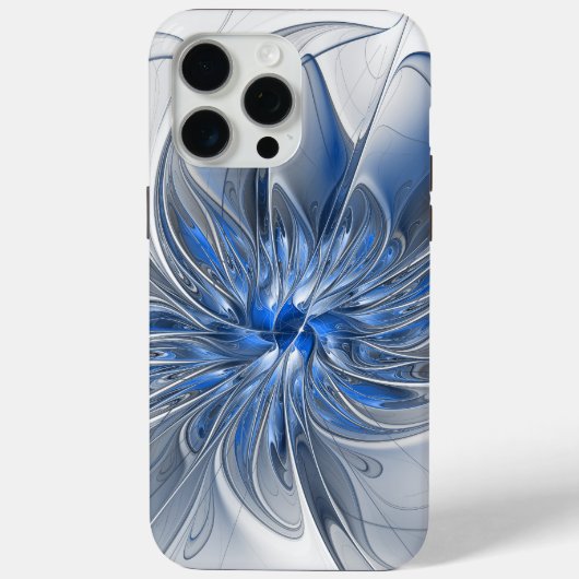 Abstrakt Blue Gray Fraktal Art Blume Case-Mate iPhone Hülle (Rückseite)