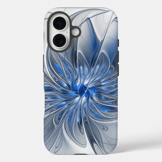 Abstrakt Blue Gray Fraktal Art Blume Case-Mate iPhone Hülle (Rückseite)