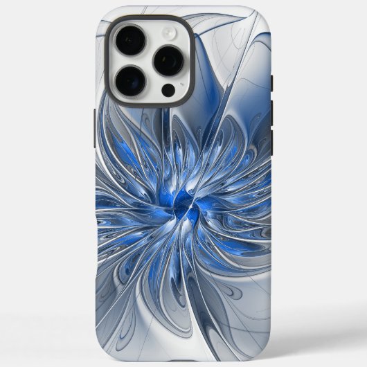 Abstrakt Blue Gray Fraktal Art Blume Case-Mate iPhone Hülle (Rückseite)