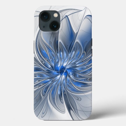 Abstrakt Blue Gray Fraktal Art Blume Case-Mate iPhone Hülle (Rückseite)