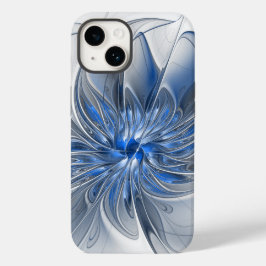 Abstrakt Blue Gray Fraktal Art Blume Case-Mate iPhone 14 Hülle
