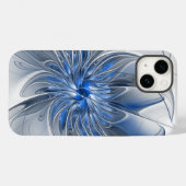 Abstrakt Blue Gray Fraktal Art Blume Case-Mate iPhone Hülle (Rückseite (Horizontal))