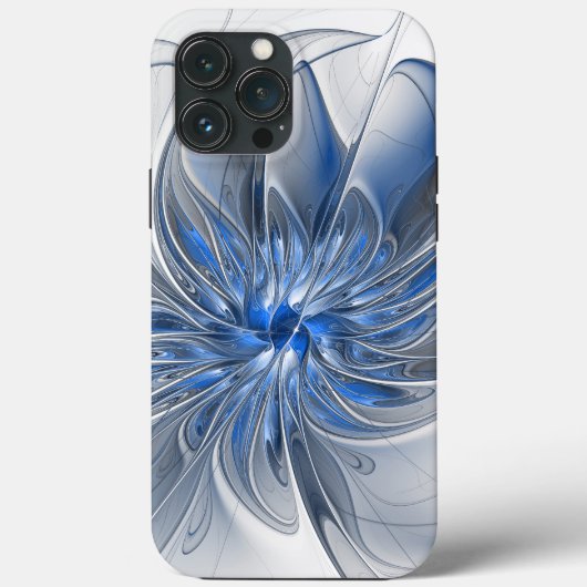 Abstrakt Blue Gray Fraktal Art Blume Case-Mate iPhone Hülle (Rückseite)