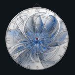 Abstrakt Blue Gray Fraktal Art Blume Dartscheibe<br><div class="desc">Eine einzigartige Fantasy-Blume in Blau- und Grautönen,  abstrakt und elegant. Design für Ihr Dartboard und vieles mehr.</div>
